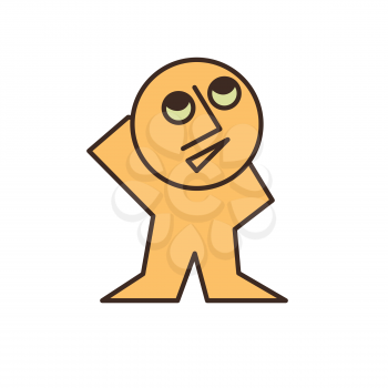funny yellow man looking up simple cartoon character vector design