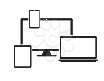 tablet laptop phone monitor modern technology set vector illustration