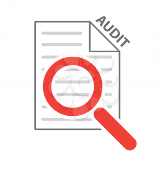 magnifying glass on checklist as process audit symbol vector illustration