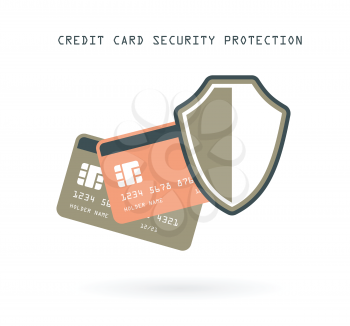 credit cards security financial protection online banking concept vector illustration bright background