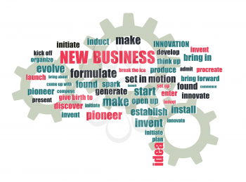 new business wordcloud with gears abstract vector background