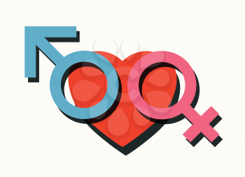 male female and heart symbols love romance concept vector illustration