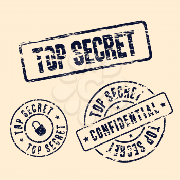 top secret stamp set abstract vector illustration