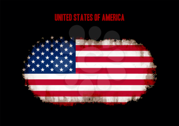 Grunge US flag on dark background vector illustration