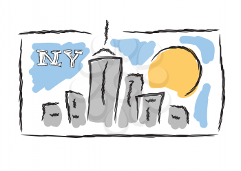 NY drawn cityscape symbol vector illustration