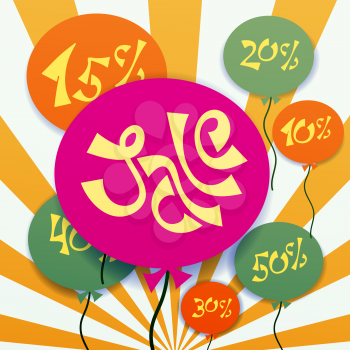 baloons with sale text seasonal clearance sale advertising banner vector illustration