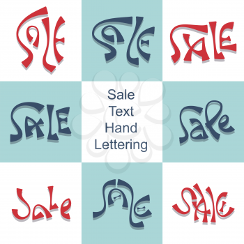Text Sale hand lettering set discount price promo text for seasonal clearance advertising vector illustration