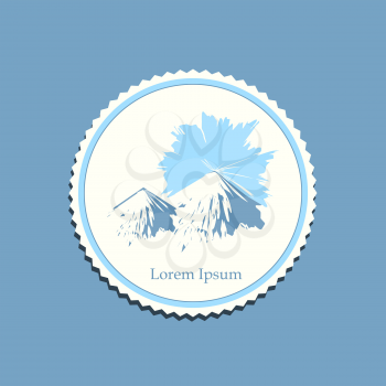 snowy mountain sunrise drawing label travel badge vector illustration