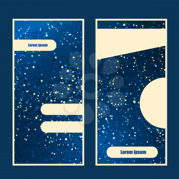 Booklet template background. Vector illustration. Star blue sky dark flyer advertisement flyers. Abstract blank template with copy-space text place for design project.