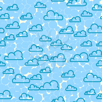 Cloud sky seamless pattern. Cartoon weather background. Blue clouds meteo backdrop template.
