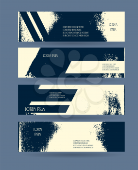 Header set. Creative banner grunge design. Vector illustration. Horizontal layout abstract template.
