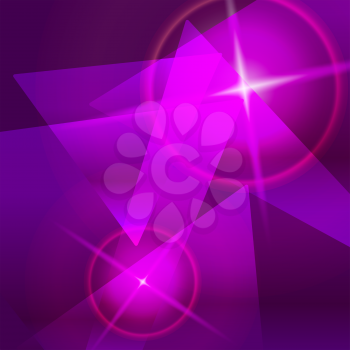 Abstract violet magic shiny vector background. Decorative design purple triangles deep space motion energy fantasy illustration.