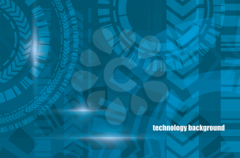 Digital technology abstract blue vector background. Technical gears cyberspace system connection network concept.