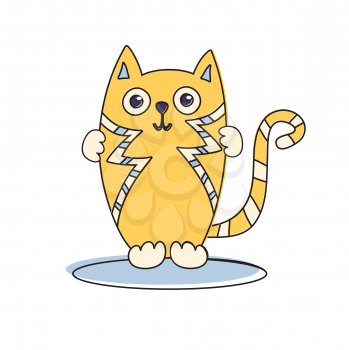 Cute cat cartoon character funny kids vector illustration.