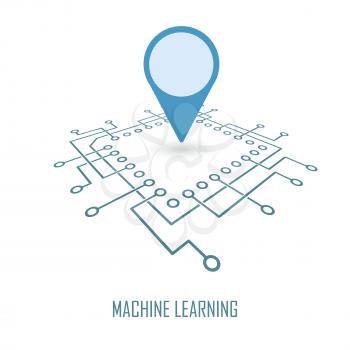Machine learning modern technology sign. Geo location symbol. Vector illustration