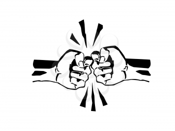 Two fists fighting vector illustration. Conflict sign. Revolution symbol.