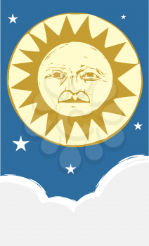 Royalty Free Clipart Image of a Sun at Night