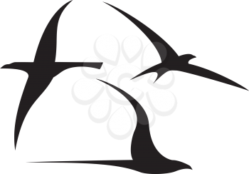 Royalty Free Clipart Image of Three Birds