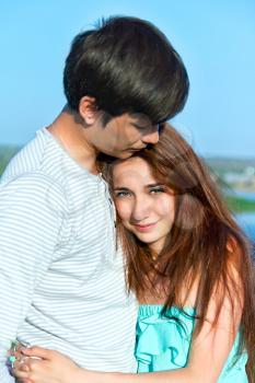 summer outdoors portrait of young sensual couple