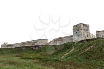 old fortress on the hill isolated on white background