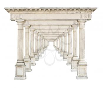 Antique stone arch enfilade isolated on white background