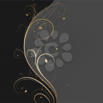 Vector design background with floral golden wave
