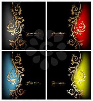 Vector decorative colorful design backgrounds with floral wave