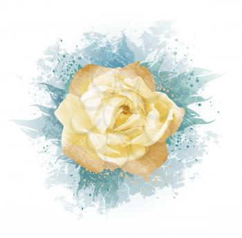 Yellow Vector Grunge Rose With Paints Splashes