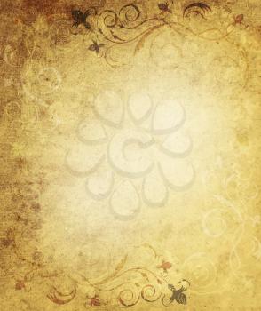 Grunge Background With Floral Ornate