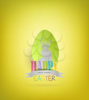 Easter Background With Bunny, Egg And Title Inscription 