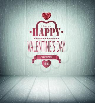 Valentine's Day Wooden Background With Hearts And Title Inscription