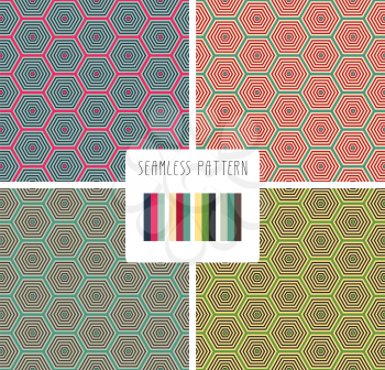 Set Of Colorful Fashion Print Geometric Poligonal Pattern