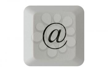 Computer keyboard key with E-mail symbol. Isolated on white background.