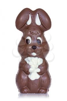 Easter chocolate bunny on a white background