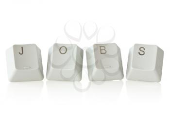 computer keyboard  keys spelling jobs on white background