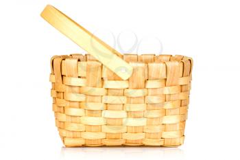 Small wicker basket isolated on white background 