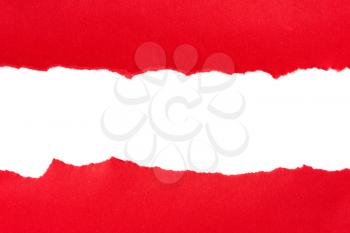 Torn red paper with space for text on white background 