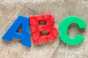 The letters ABC, made out of colored plastic