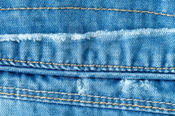 Blue jeans texture with seams, can be used for background