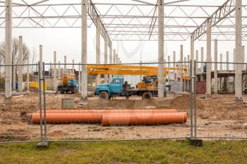 Heavy duty construction equipment at work site