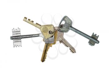 Bunch of keys isolated on white background