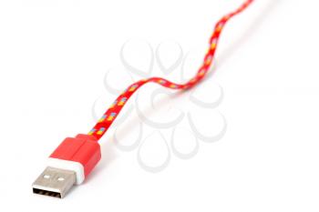 Braided USB cable isolated on white background