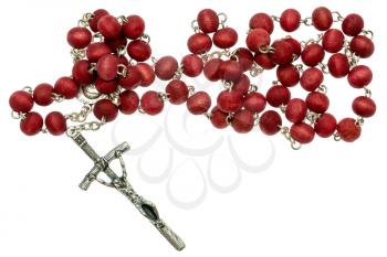 Religious rosary isolated on white background