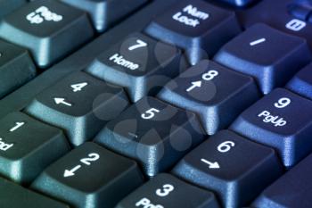 Computer keyboard. Close up of keys with shallow depth of field.