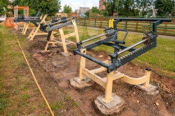 Exercise machines in the park. That is being installed as a new community health center.