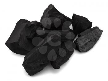 Group of the coal blocks on white background