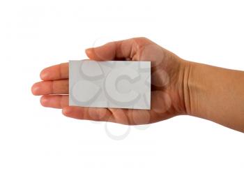 Female hand holding the blank card