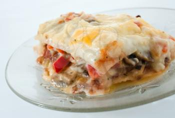 Delicious italian lasagne on a plate