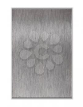 Metal plate on brown leather surface