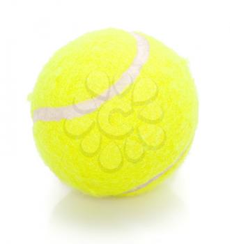 Tennis ball on white with reflection